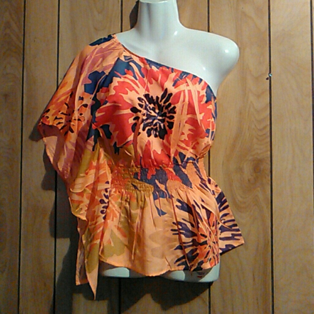 Misope cold shoulder silky blouse